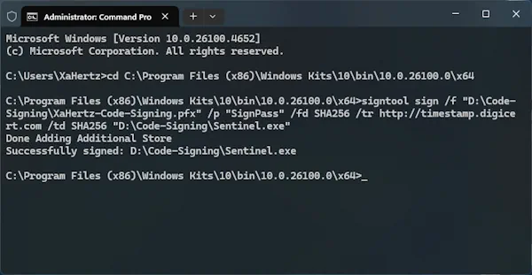 Signing the Application
