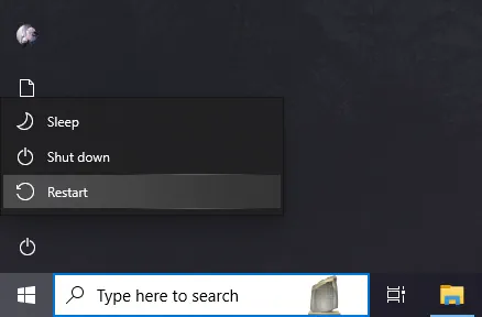 Image showing Windows Power Menu
