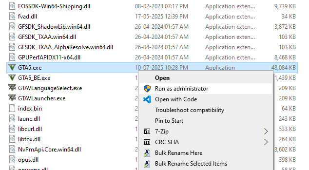 Image showing context menu with Run as Administrator selected