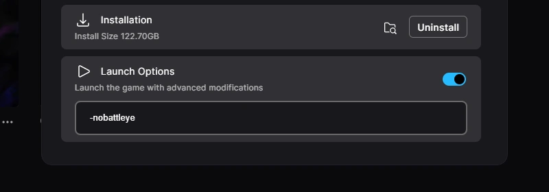Disabling BattlEye on Epic Games Launcher