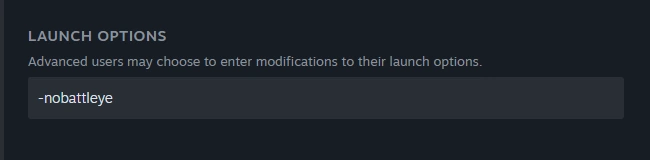 Disabling BattlEye on Steam