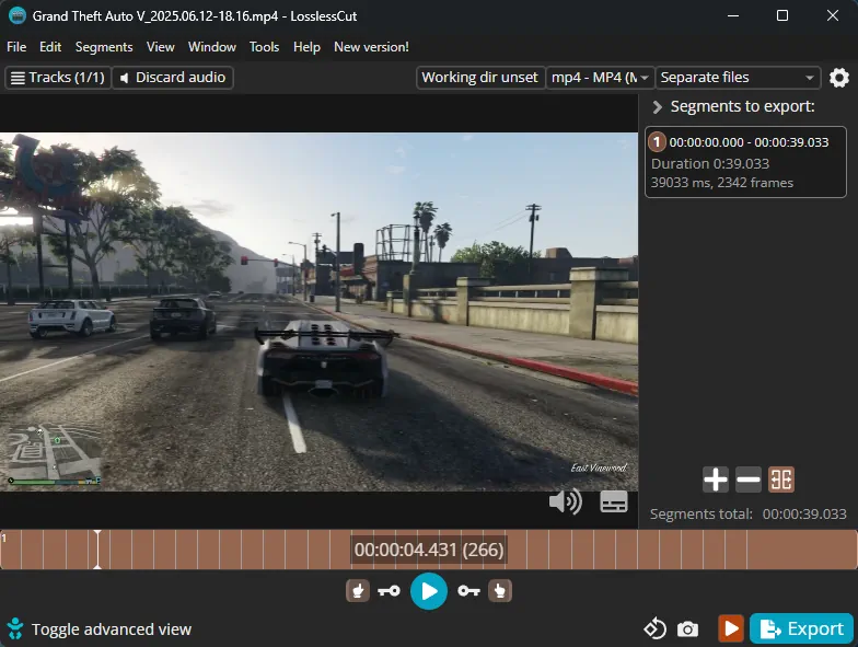 A video file opend in LosslessCut