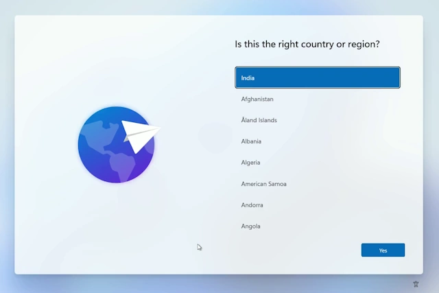 Region Selection Screen